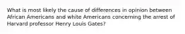 What is most likely the cause of differences in opinion between African Americans and white Americans concerning the arrest of Harvard professor Henry Louis Gates?