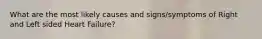 What are the most likely causes and signs/symptoms of Right and Left sided Heart Failure?