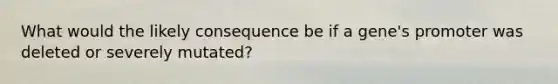 What would the likely consequence be if a gene's promoter was deleted or severely mutated?