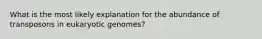 What is the most likely explanation for the abundance of transposons in eukaryotic genomes?