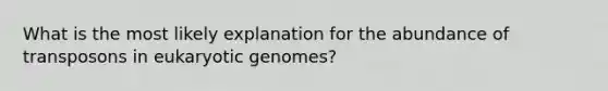 What is the most likely explanation for the abundance of transposons in eukaryotic genomes?