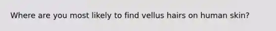 Where are you most likely to find vellus hairs on human skin?