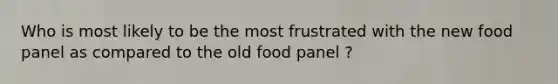 Who is most likely to be the most frustrated with the new food panel as compared to the old food panel ?