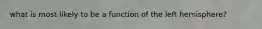 what is most likely to be a function of the left hemisphere?