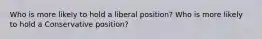 Who is more likely to hold a liberal position? Who is more likely to hold a Conservative position?