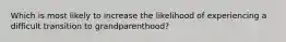 Which is most likely to increase the likelihood of experiencing a difficult transition to grandparenthood?