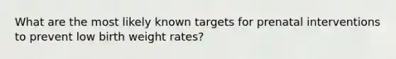 What are the most likely known targets for prenatal interventions to prevent low birth weight rates?