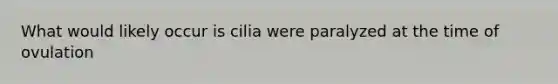 What would likely occur is cilia were paralyzed at the time of ovulation