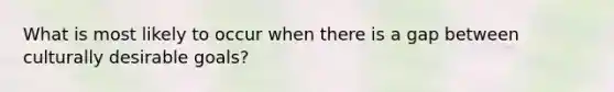 What is most likely to occur when there is a gap between culturally desirable goals?