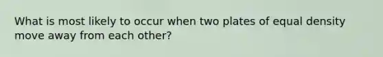 What is most likely to occur when two plates of equal density move away from each other?