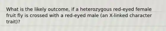 What is the likely outcome, if a heterozygous red-eyed female fruit fly is crossed with a red-eyed male (an X-linked character trait)?