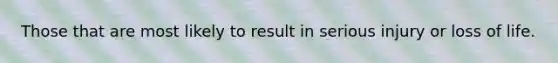 Those that are most likely to result in serious injury or loss of life.