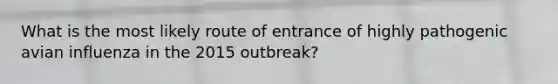 What is the most likely route of entrance of highly pathogenic avian influenza in the 2015 outbreak?