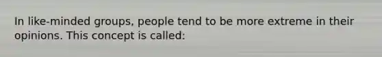 In like-minded groups, people tend to be more extreme in their opinions. This concept is called: