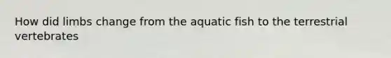 How did limbs change from the aquatic fish to the terrestrial vertebrates