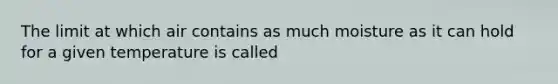 The limit at which air contains as much moisture as it can hold for a given temperature is called