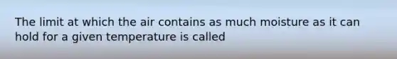 The limit at which the air contains as much moisture as it can hold for a given temperature is called