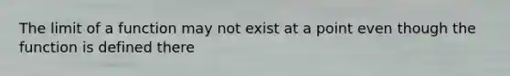 The limit of a function may not exist at a point even though the function is defined there