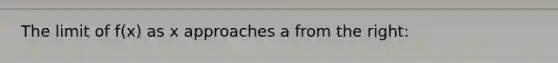 The limit of f(x) as x approaches a from the right: