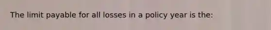 The limit payable for all losses in a policy year is the: