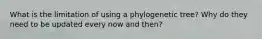 What is the limitation of using a phylogenetic tree? Why do they need to be updated every now and then?