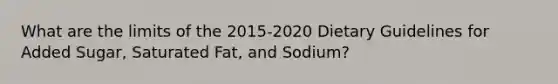 What are the limits of the 2015-2020 Dietary Guidelines for Added Sugar, Saturated Fat, and Sodium?