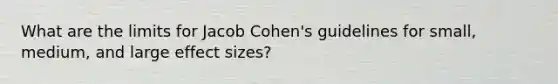 What are the limits for Jacob Cohen's guidelines for small, medium, and large effect sizes?