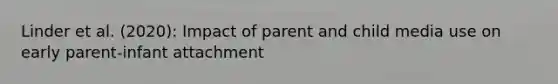 Linder et al. (2020): Impact of parent and child media use on early parent-infant attachment