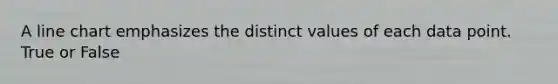 A line chart emphasizes the distinct values of each data point. True or False