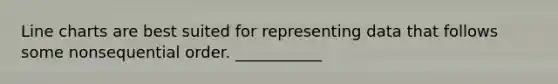 Line charts are best suited for representing data that follows some nonsequential order. ___________
