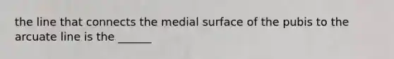 the line that connects the medial surface of the pubis to the arcuate line is the ______