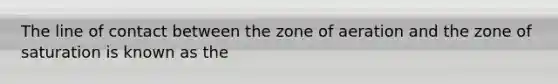 The line of contact between the zone of aeration and the zone of saturation is known as the