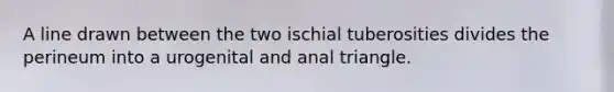 A line drawn between the two ischial tuberosities divides the perineum into a urogenital and anal triangle.