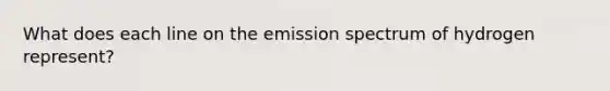 What does each line on the emission spectrum of hydrogen represent?