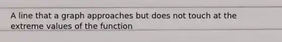 A line that a graph approaches but does not touch at the extreme values of the function