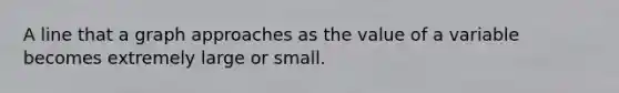 A line that a graph approaches as the value of a variable becomes extremely large or small.