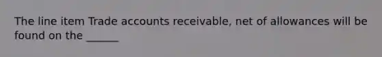 The line item Trade accounts receivable, net of allowances will be found on the ______