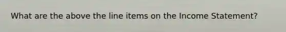 What are the above the line items on the <a href='https://www.questionai.com/knowledge/kCPMsnOwdm-income-statement' class='anchor-knowledge'>income statement</a>?