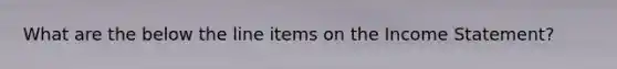 What are the below the line items on the Income Statement?