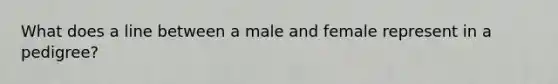 What does a line between a male and female represent in a pedigree?