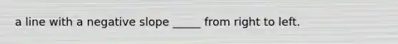 a line with a negative slope _____ from right to left.