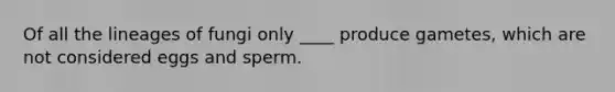 Of all the lineages of fungi only ____ produce gametes, which are not considered eggs and sperm.