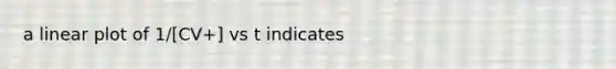 a linear plot of 1/[CV+] vs t indicates