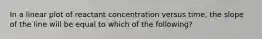 In a linear plot of reactant concentration versus time, the slope of the line will be equal to which of the following?