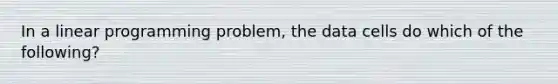 In a linear programming problem, the data cells do which of the following?