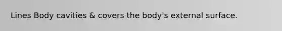 Lines Body cavities & covers the body's external surface.