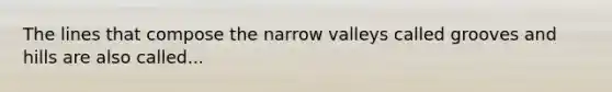 The lines that compose the narrow valleys called grooves and hills are also called...