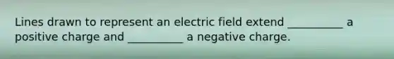 Lines drawn to represent an electric field extend __________ a positive charge and __________ a negative charge.