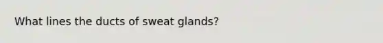 What lines the ducts of sweat glands?