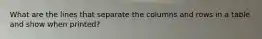 What are the lines that separate the columns and rows in a table and show when printed?